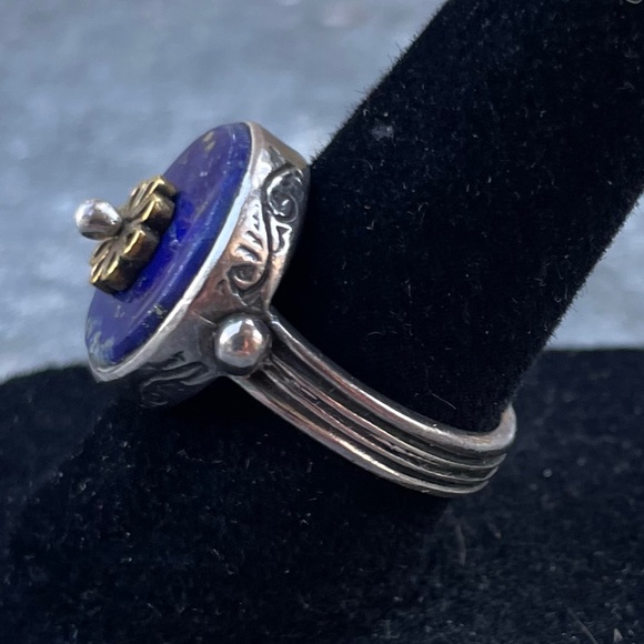 Size 7.5 Sterling Silver Lapis Brazil Ring - Picture 2 of 3